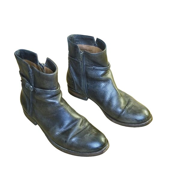 Frye Melissa Seam Short Boots Women Size 11 Dark Brown Leather Strap Buckle Zip - Picture 2 of 6